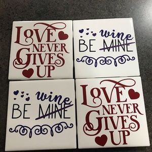 Valentines coasters, set of 4